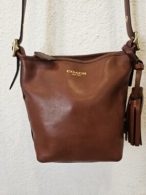 Coach Chestnut Brown Leather Crossbody Bag with Tassel